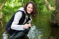 Young attractive biologist woman working on water analysis