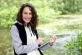 Young attractive biologist woman working on water analysis