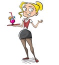 Young attractive blonde girl working as a waitress