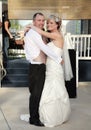 Young bride and groom dancing at wedding reception Royalty Free Stock Photo