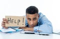 Young attractive business man feeling stressed at work asking for help Royalty Free Stock Photo