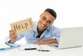 Young attractive business man feeling stressed at work asking for help Royalty Free Stock Photo