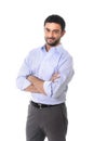 Young attractive business man standing in corporate portrait iso