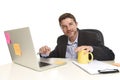 Young attractive businessman happy and confident at office working on laptop computer Royalty Free Stock Photo