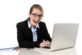 Young attractive businesswoman working happy smiling in success at work concept Royalty Free Stock Photo