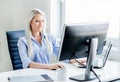 Young, attractive and confident business woman working in offic Royalty Free Stock Photo