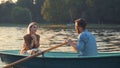 Young attractive couple in a boat Royalty Free Stock Photo