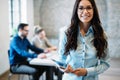 Young attractive architect working in modern office Royalty Free Stock Photo