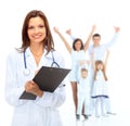 Young attractive female doctor and family Royalty Free Stock Photo