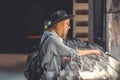 Young attractive girl browsing records Royalty Free Stock Photo