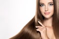 Young attractive girl-model with gorgeous, shiny, long, hair. Royalty Free Stock Photo