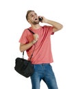 Young attractive guy chatting on his mobile phone Royalty Free Stock Photo