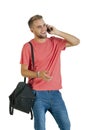 Young attractive guy chatting on his mobile phone Royalty Free Stock Photo