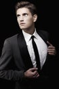 Young attractive macho in suit Royalty Free Stock Photo