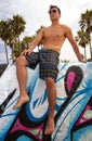 Young attractive man at the beach Royalty Free Stock Photo