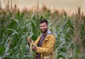 Farmer in corn field Royalty Free Stock Photo