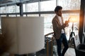 Young attractive man sending message to girlfriend Royalty Free Stock Photo