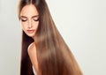 Young attractive model with long, straight hair. Royalty Free Stock Photo
