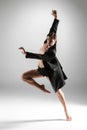 The young attractive modern ballet dancer on white Royalty Free Stock Photo