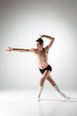 The young attractive modern ballet dancer on white Royalty Free Stock Photo