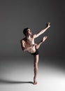 The young attractive modern ballet dancer on white Royalty Free Stock Photo