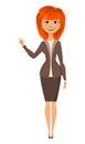 Young attractive redhead woman in stylish office clothes
