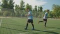 Soccer player getting injury. Substitution on football pitch