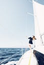 Girl on sailing boat