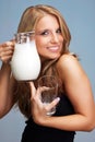 Young attractive woman with glass of milk