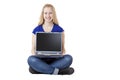Young, attractive woman holding computer laptop