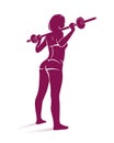 Young attractive woman with perfect muscular body training with a barbell vector illustration isolated, sport exercises active Royalty Free Stock Photo