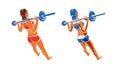 Young attractive woman with perfect muscular body training with a barbell vector illustration isolated, sport exercises active Royalty Free Stock Photo