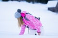 Young woman playing with snow Royalty Free Stock Photo