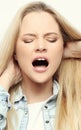 Young attractive woman screaming in horror Royalty Free Stock Photo