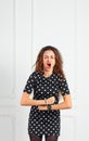 Young attractive woman screaming Royalty Free Stock Photo