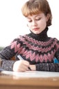 Young attractive woman writing