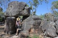 Woman tourist visit at The Lost City Litchfield National Park Northern Territory Australia