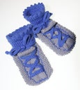 Young baby socks, knitted in the sneaker look Royalty Free Stock Photo