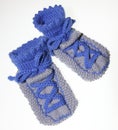 Young baby socks, knitted in the sneaker look Royalty Free Stock Photo