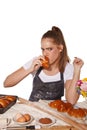 Young baking woman with oral regression