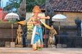 Young Balinese female dancer performing traditional dance Royalty Free Stock Photo