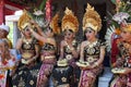 Young Balinese women and a man decorated due to the Potong Gigi ceremony - Cutting Teeth, Bali Island, Indonesia Royalty Free Stock Photo