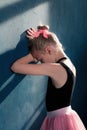 Young ballerina crying in despair due to failures in the classroom at the ballet Royalty Free Stock Photo