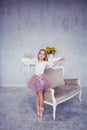 Young ballerina dancer in pink dress Royalty Free Stock Photo