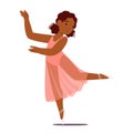 Young Ballerina Girl Character Stands Poised In Her Tutu, With Graceful Movements And A Bright Smile Vector Illustration