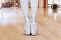 Young ballerina legs standing with tiptoe pose