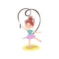 Young ballerina in motion. Rhythmic gymnastics. Teenage sport, healthy teen lifestyle. Pretty girl with flying ribbons