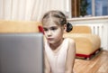 Young ballerina talking with dance classmates after online ballet class at home, social distance