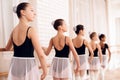 Young ballerinas rehearsing in the ballet class. Royalty Free Stock Photo