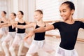 Young ballerinas rehearsing in the ballet class. Royalty Free Stock Photo